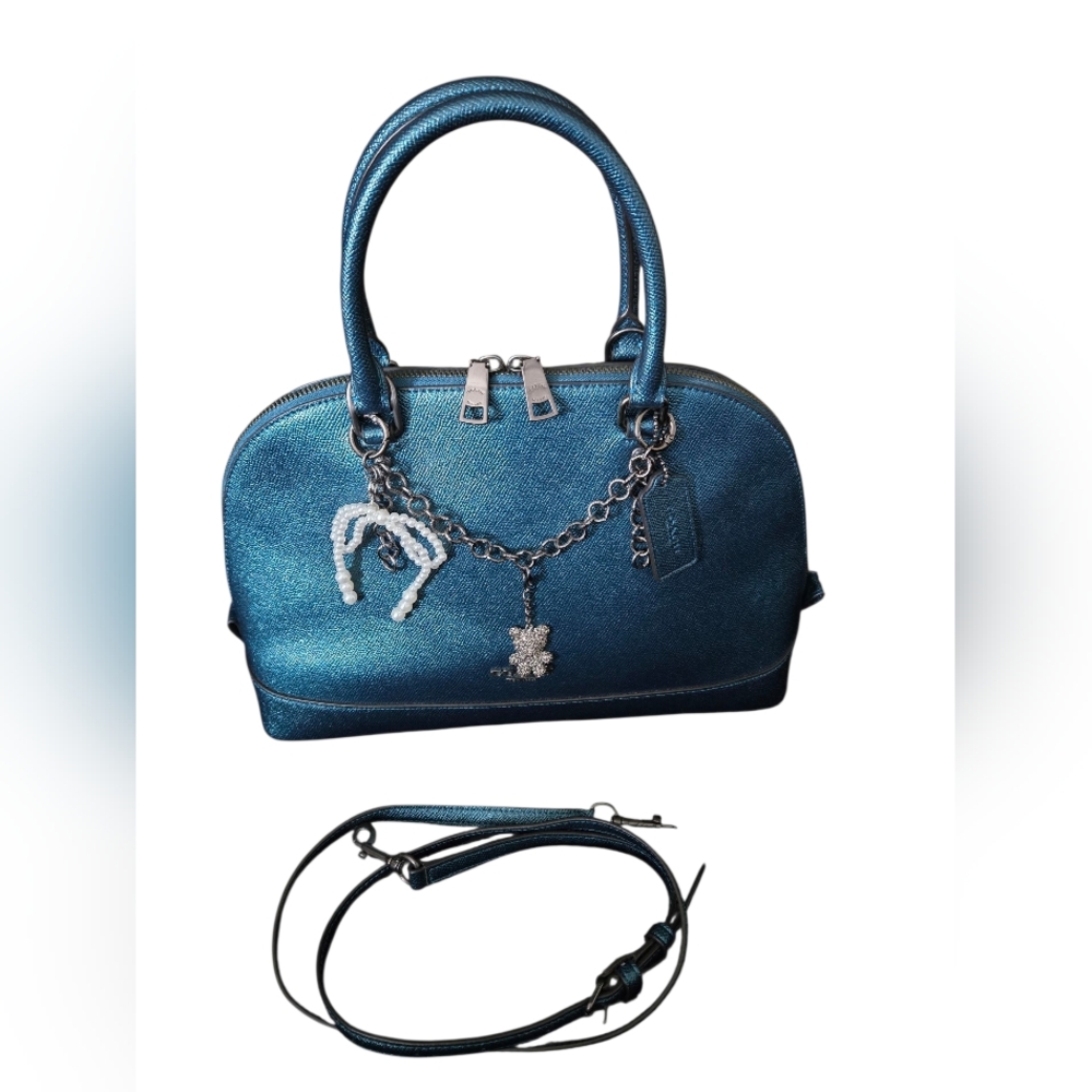 Coach Sierra Metallic Dark Teal Satchel #22313